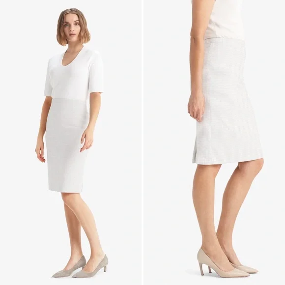 MM Lafleur New York Cobblehill Skirt Microjacquard Print Pencil Skirt US 4 - Picture 2 of 9